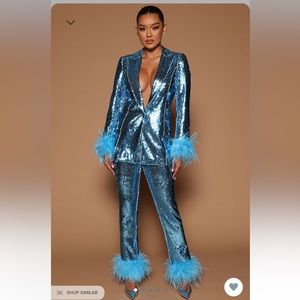 Fashion Nova Luxe Melinda Sequin Blazer Pants Set Small